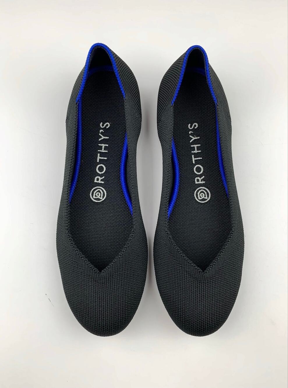 Rothys The Flat Black Knit Ballet Flats Slip On Shoes Women's 7.5